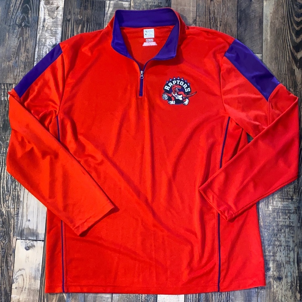 Majestic Red and Purple Raptors Pullover 3/4 zip size XL
